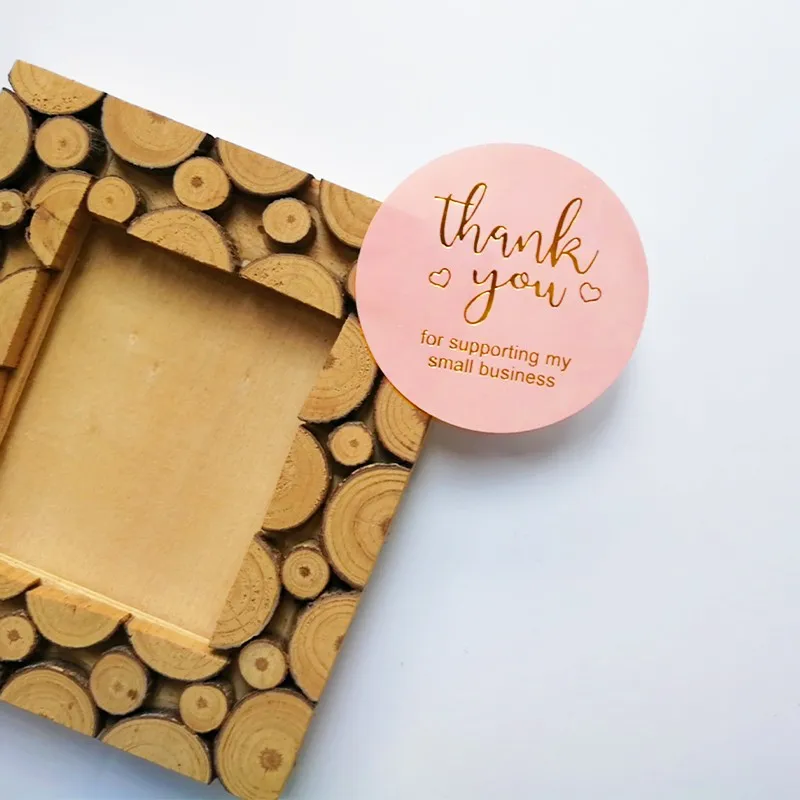 60pcs Pink 5cm roud Stickers Paper Thank You Stickers Seal labels Hot stamping Handmade Gift Stationery