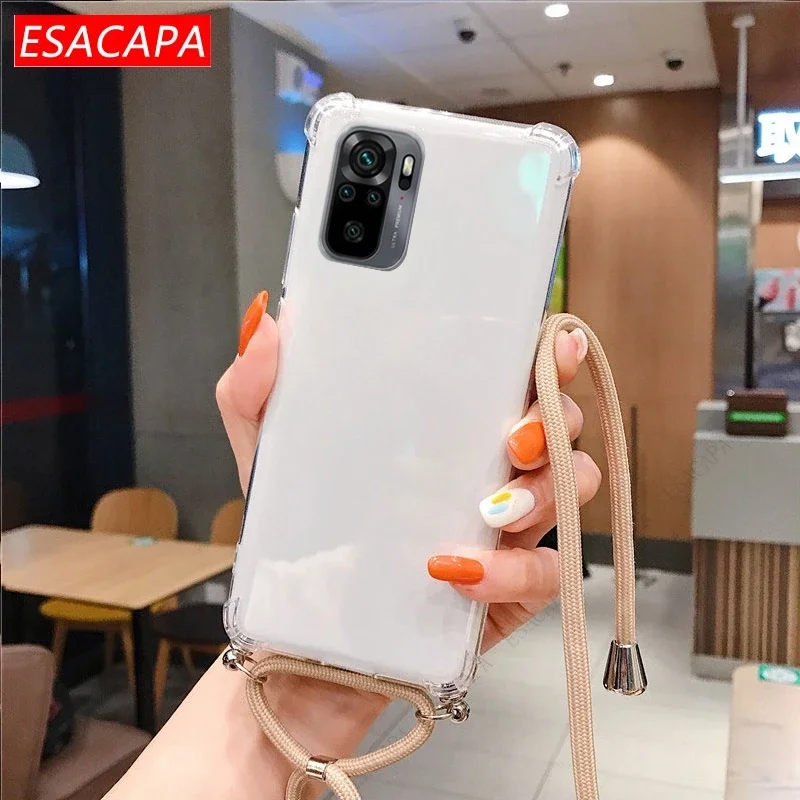 Transparent Shockproof TPU Crossbody Lanyard Case with Strap Cord Necklace