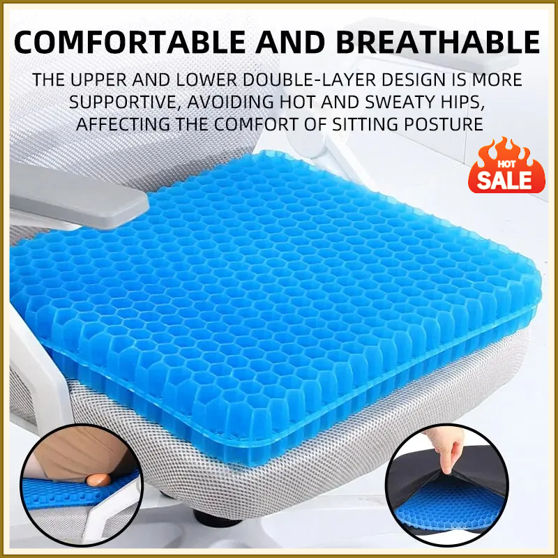 Gel Seat Cushion Summer Breathable Honeycomb Design For Pressure Relief Back Tailbone Pain - Home Office Wheelchair Chair Cars