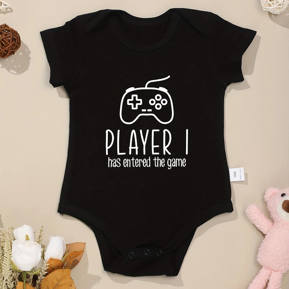 Player 1 Has Entered The Game Funny Newborn Baby Boys Girls Clothes Fashion Trend Twin Infant Onesies Cotton Summer Bodysuit 5