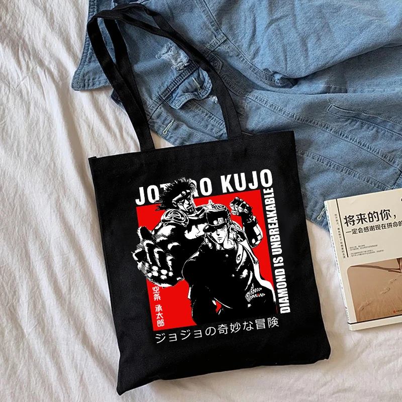 Manga Jojo Bizarre Adventure Shopping Bag Graphic Tote Harajuku Shopper Bag Women Canvas Shoulder Bag Female Ulzzang Eco Bag 