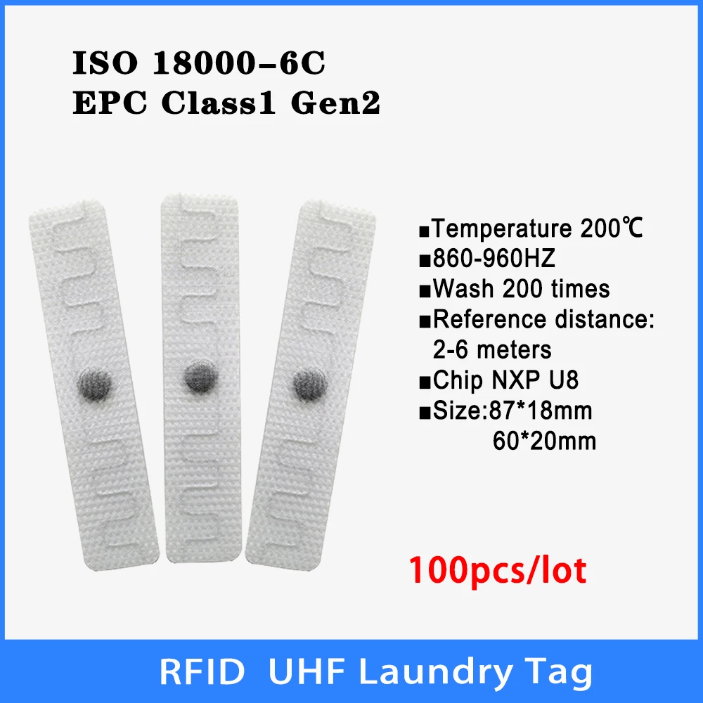Rfid Uhf Lavanderia Tag 860-960Mhz Resistente Alle Alte Temperature Rfid Smart Tag Nxp U8 Etichetta/Scheda Iso 18000-6C 100 Pezzi Di Alta Qualità