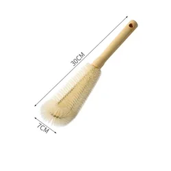 Eco - Friendly Wooden Cleaning Brush with Long Handle for Kitchen and Drinkware (30x7cm)