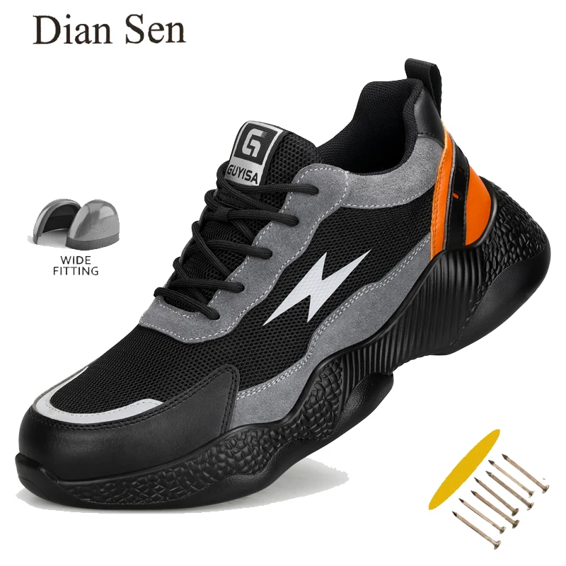 

Diansen Work Sneakers Lightweight Safety Shoes Puncture-Proof Anti-smash Steel Toe Work Boots Men Outdoor Protective Shoes 37-45