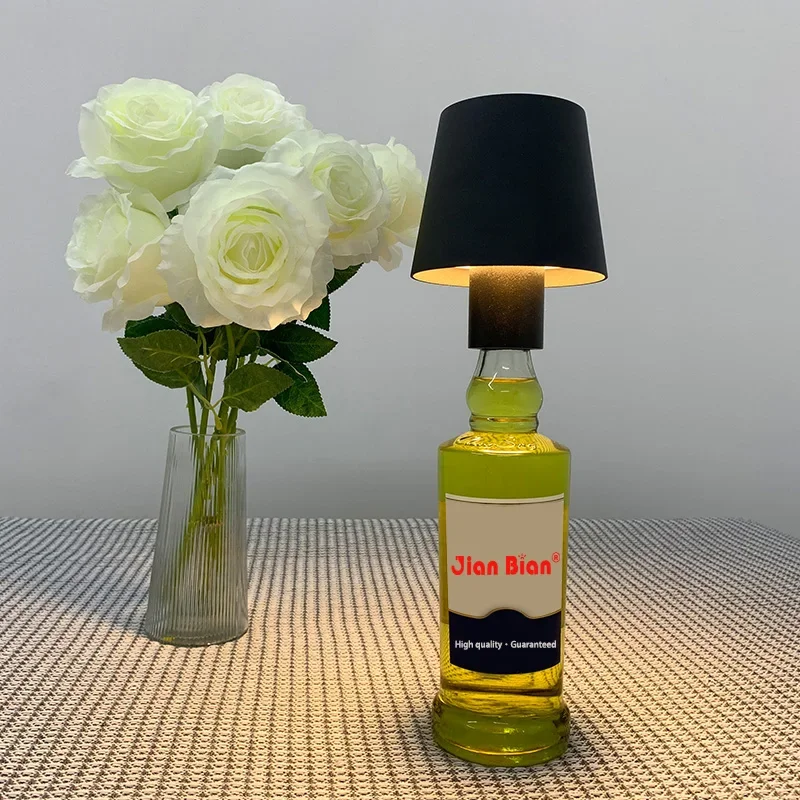 휴대용 조도 조절식 와인 병 라이트, 레스토랑 터치 USB 충전 라이트, 현대 크리에이티브 데스크탑 장식 테이블 라이트
