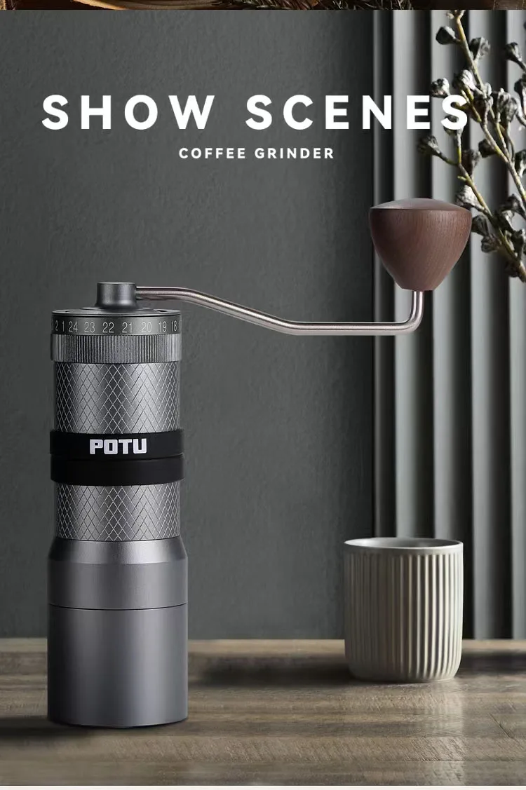 S40b1a777603c40278314fb35b8bcf7f1C New POTU Manual Coffee Grinder High Nitrogen Steel 49MM Flat Knife Core Grinding,Portable Italian Espresso Make Kitchen Tools