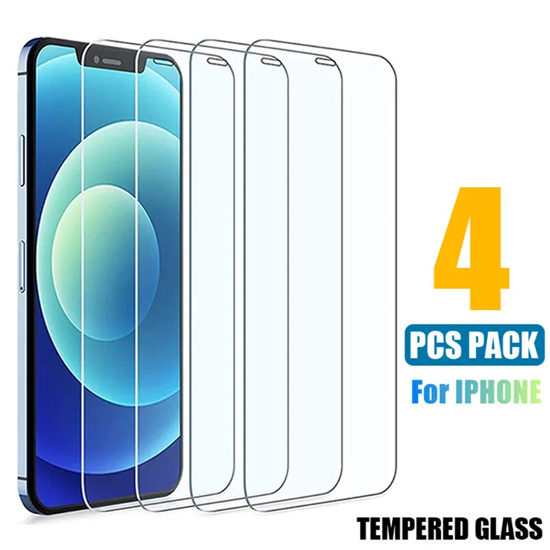 

4 шт., защитная пленка из закаленного стекла для iPhone 15 14 12 13 Mini 11 Pro XR X XS Max