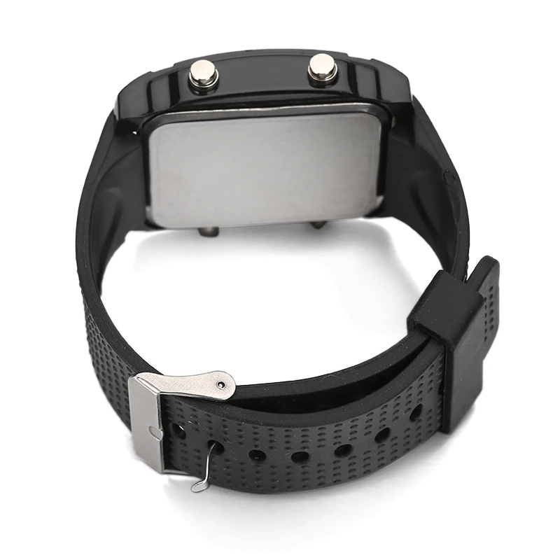 1pc Mens Watches Alarm Date Analog Digital 5ATM Waterproof Sport Watch 7-color LED Backlight Multi-function Watches Great Gift
