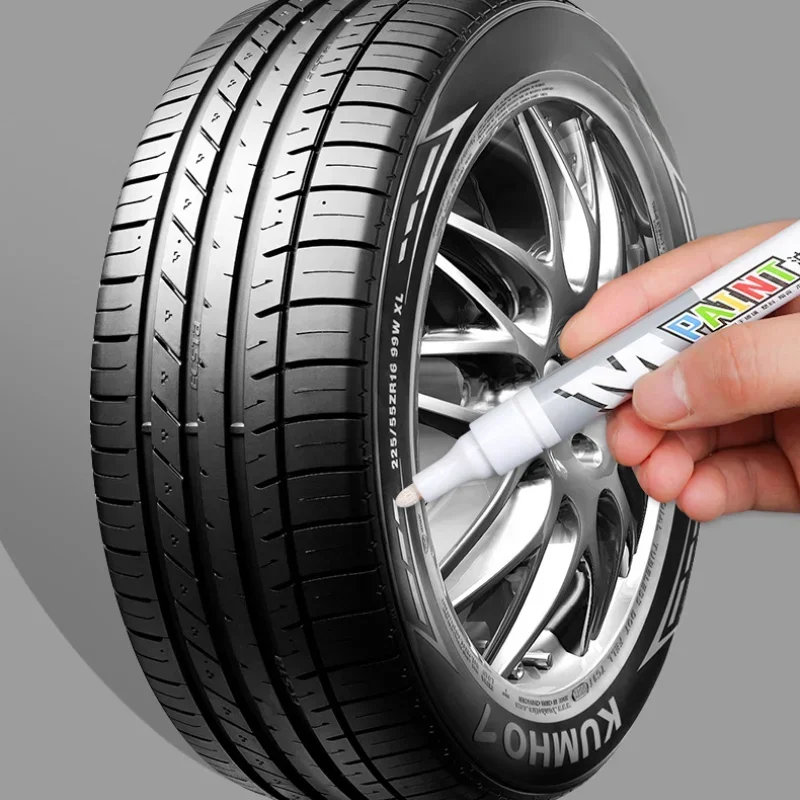 Car paint scratches repair brush pen waterproof water paint marker pen car tire tread care automotive black white red silver