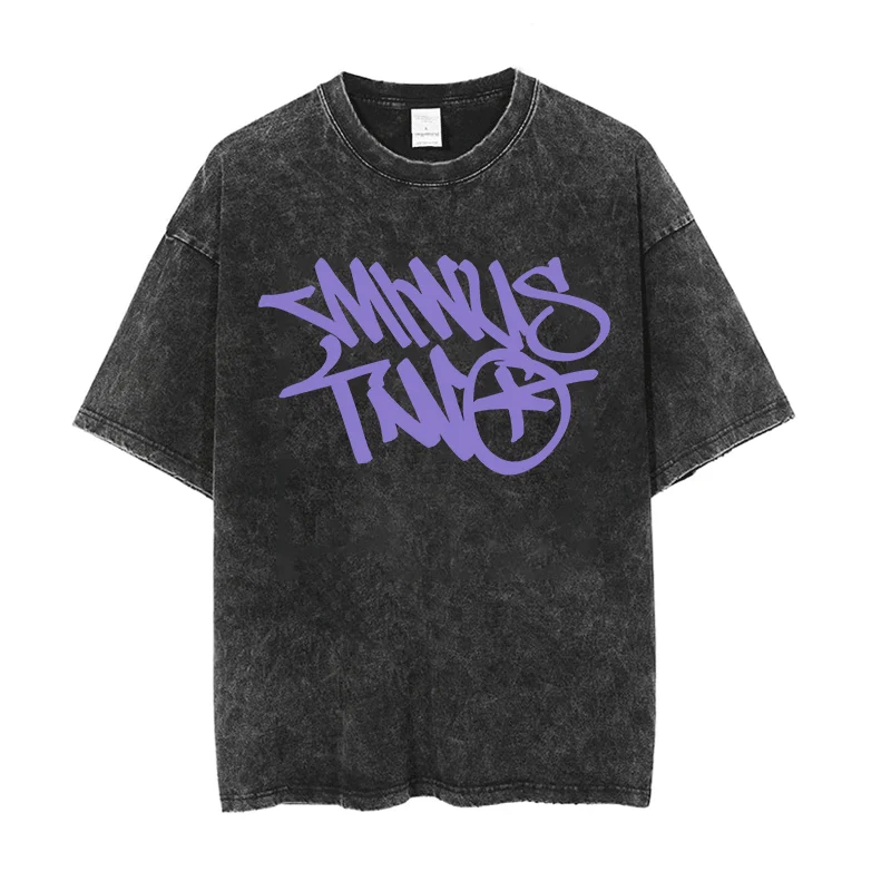 Minus Two T Shirt For Summer Casual Men Women Oversized Loose T-shirt Y2k Fashion Hip Hop Streetwear Top Black Retro Cotton Tees 2