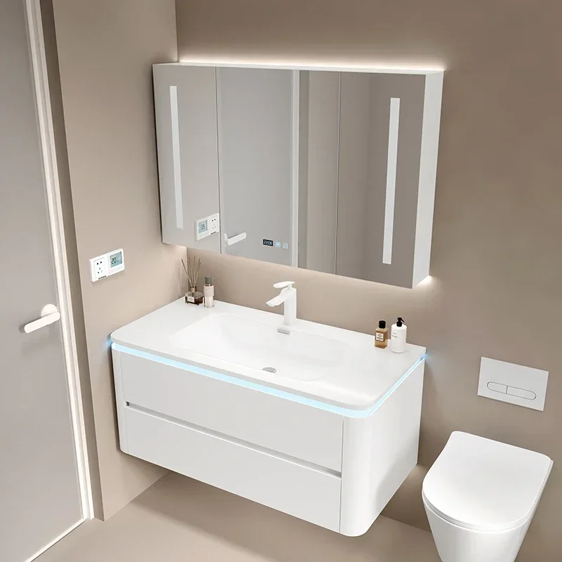 ~Ceramic Whole Washbin Bathroom Cabinet Combination Simple Bathroom Table Bath Suit