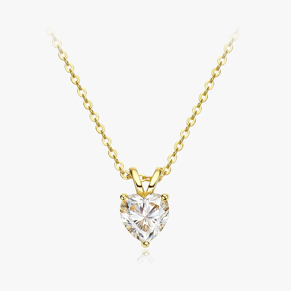 Moissanite Necklace Pendant Necklace OEVAS Real 1 Carat Heart Moissanite Pendant Necklace For Women 925 Sterling Silver Sparkling Wedding Party Fine Jewelry
