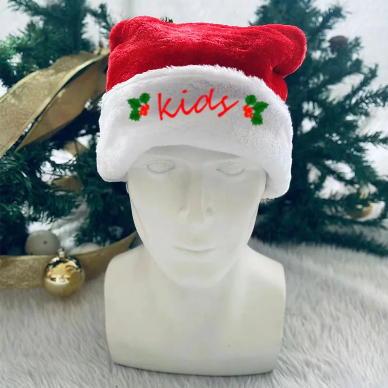 

Merry Christma Decor Gift Happy New Year Plush Christmas Hat Father Mother Kidy Xmas Soft Hat Santa Claus Red Short Plush Cape