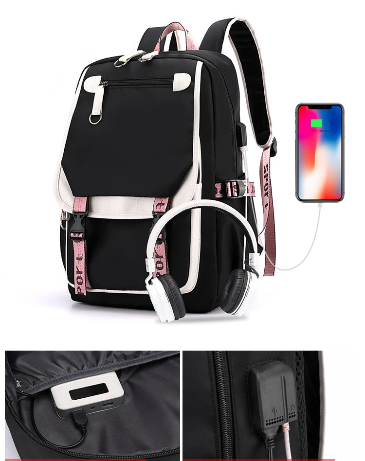 Disney Mickey Minnie Mouse Backpacks Teenager USB Charging Laptop Backpack Women Men Rucksack Travel Bag Mochila