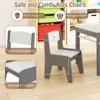 Kids Table and Chairs,3 in 1 Wooden Art Drawing Table with 2 Chairs,4 Fabric Bins,Table and Chair Set for Children Playroom 4