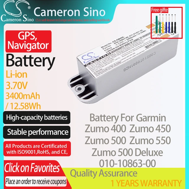 CameronSino Battery for Garmin Zumo 400 Zumo 450 Zumo 500 Zumo 550 fits Garmin 010-10863-00 GPS, battery 3.70V - AliExpress