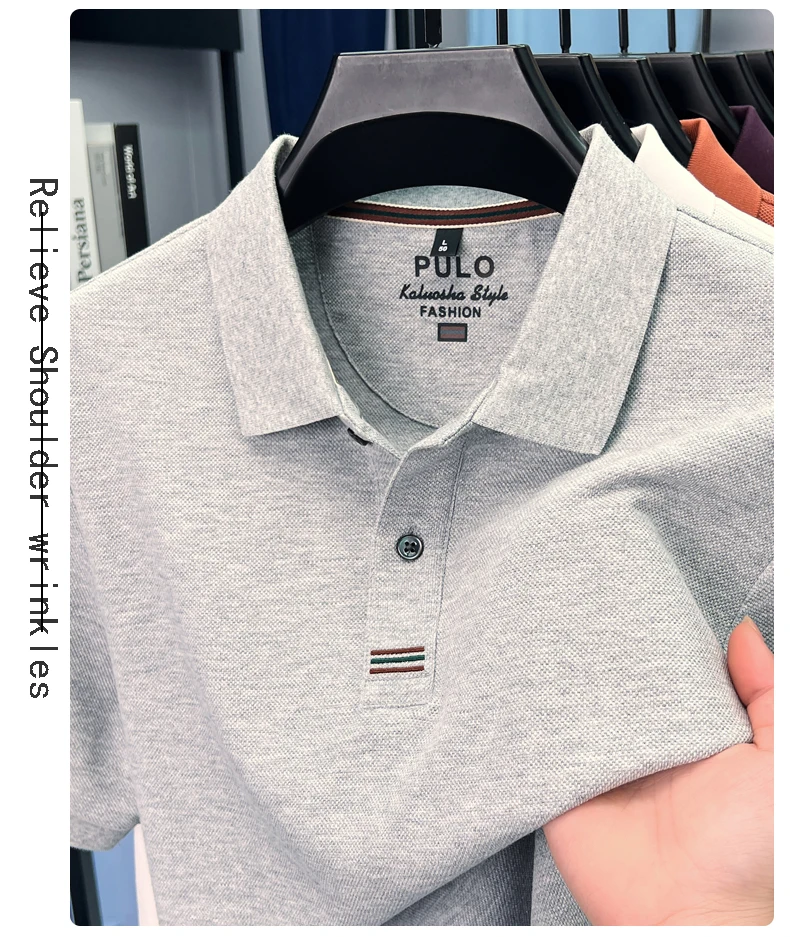 100% pure cotton short sleeve polo shirt men summer simple Korean fashion striped high-end designer brand casual golf T-shirt 23 S40b2359a43554bdba4e14c3a40ca37cbB