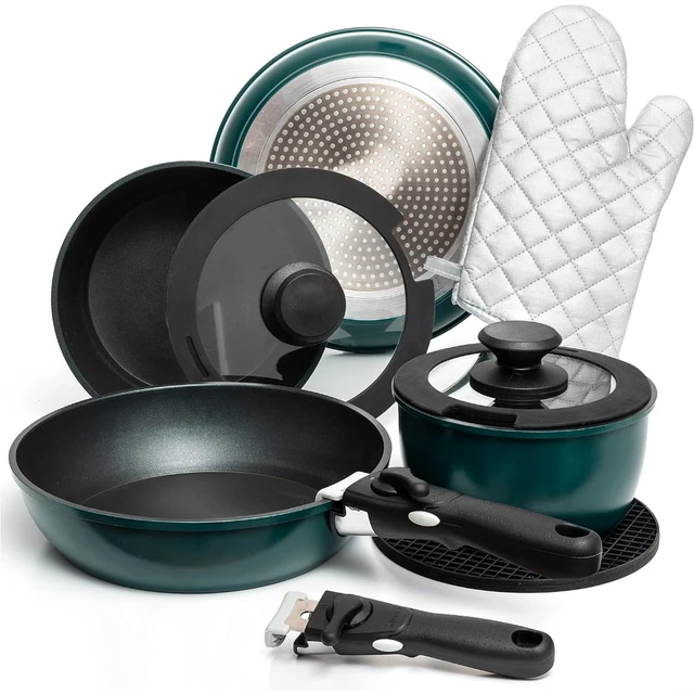 Moss & Stone 6 Piece Nonstick Cookware Set, Aluminum Pots and Pans,  Induction Cookware Pots and