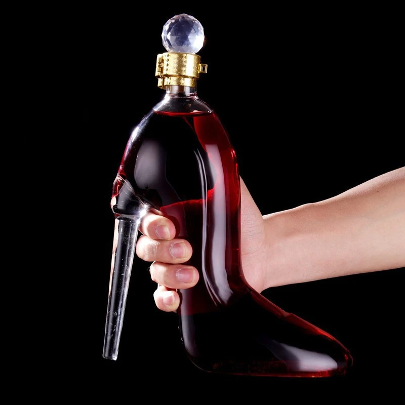 High Heels Soaked in Wine Glass Bottle Sealed Jar Creative Empty Bottle Ginseng Soaked in Wine Container Red