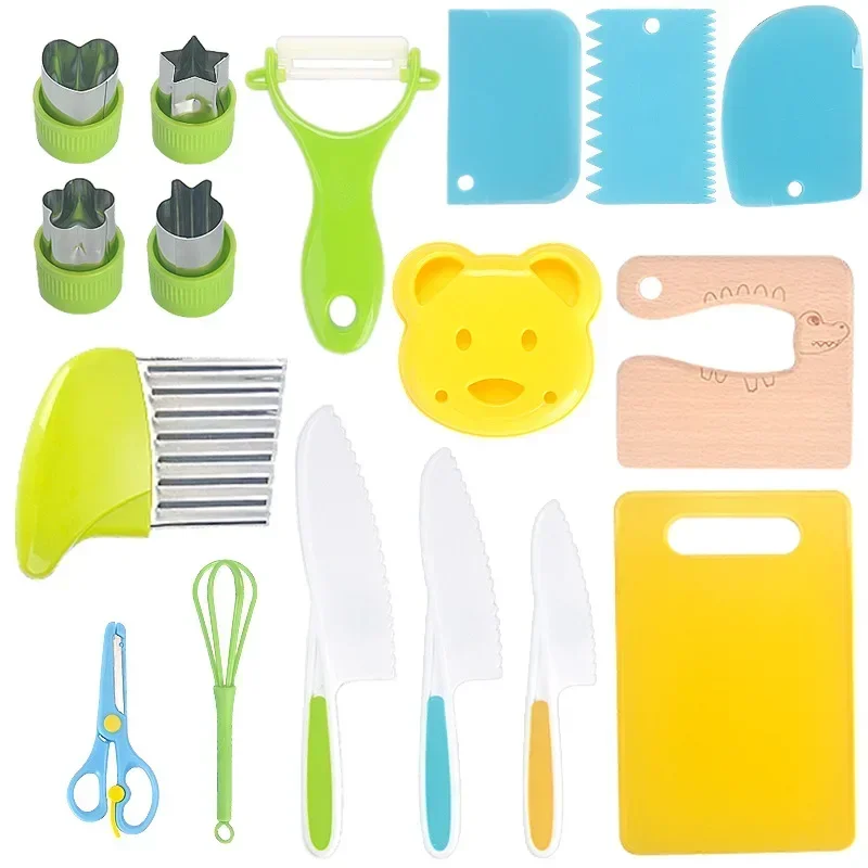 Kids Kitchen Sets, Montessori Cooking Tools for Toddlers, 13/17 Piece Kids Knives
