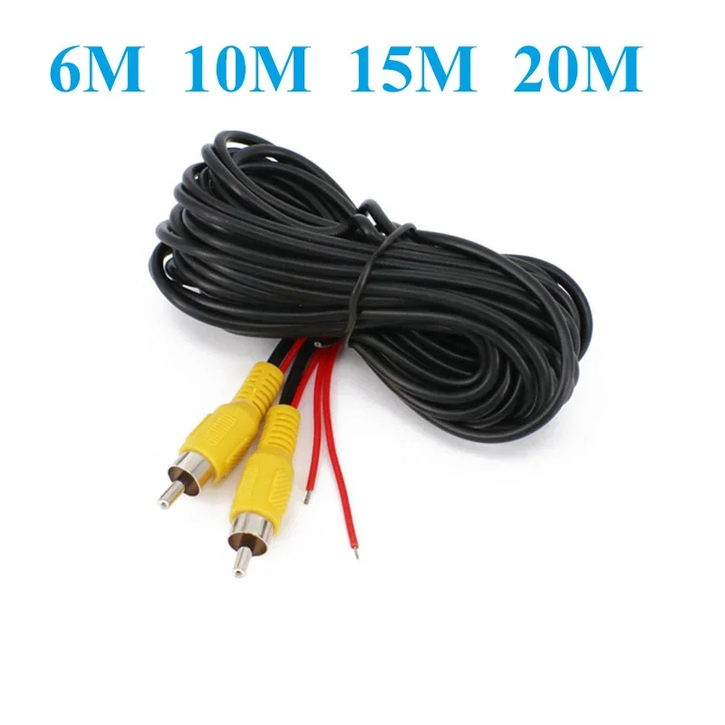 자동차 트럭 백업 카메라 후면보기 주차용 트리거 와이어가있는 남성용 6 M 10M 15M 20M, RCA 비디오 연장 케이블