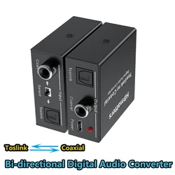 Bi-Directional Digital Audio Converter with Coaxial and Toslink Connectivity - Check note
