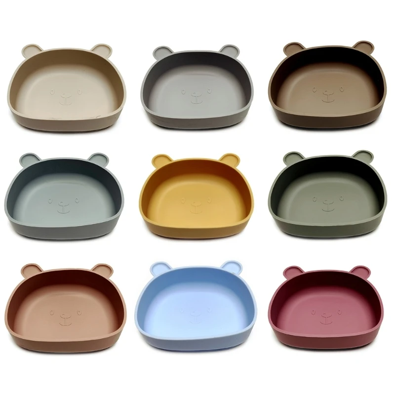 

Children's Silicone Meal Plate Baby Complementary Food Bowl Suction Cup Type Bear Cartoon Dinning Plate Fall Prevent
