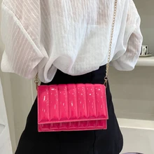 

Fashion Chain Bright Shoulder Bag Women Small Bags 2022 New Popular Korean Women Patent Leather Messenger Bag