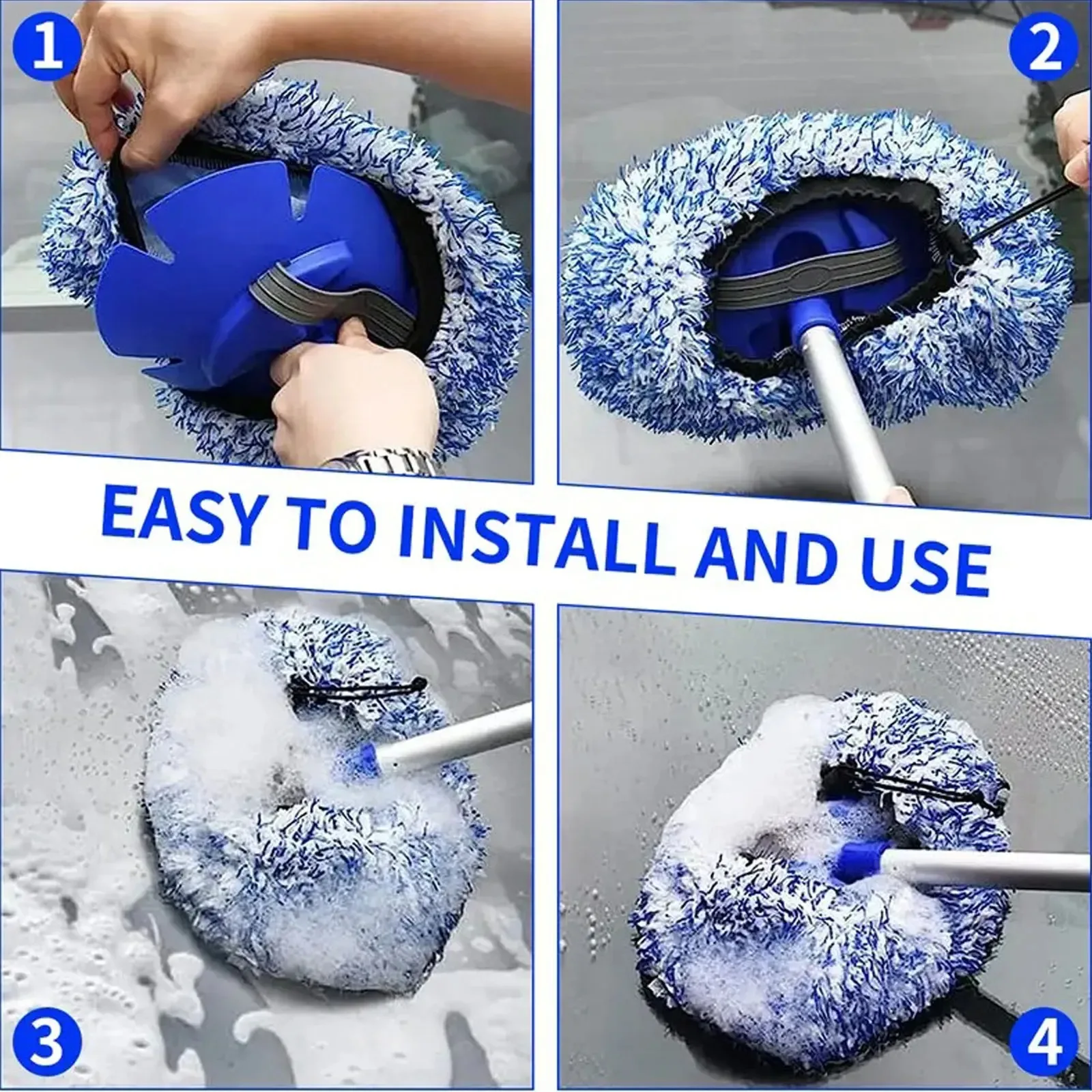 Replacement Cloth Cover for Car Long Handle Brush Head Car Wash Brush Plush Mop Brush Cover 1pc Car Cleaning Car Accessories 6