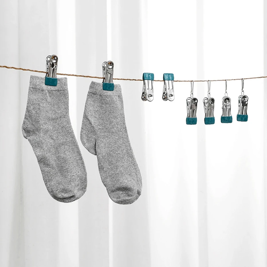 4pcs Stainless Steel Clothespins with Hooks Heavy Duty Clothes Pins for  Hanging Clipping Laundry Socks Snack Bags Photos Hanger - AliExpress