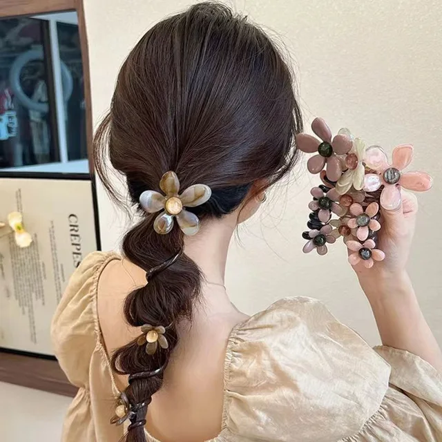 Pearl Flower Bubble Braid Phone Line Hairband Head Rope Female 2024 New High end Ins Straight Braid Artifact