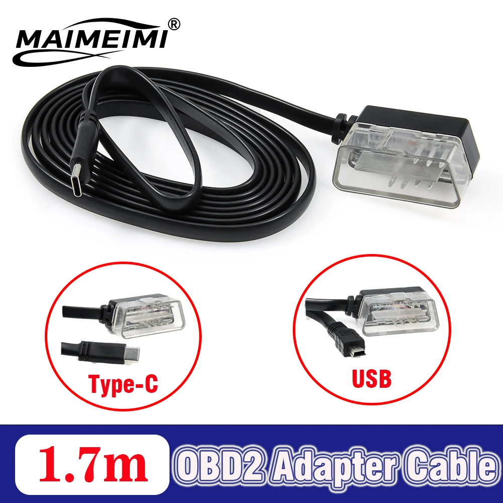 1,7m Typ-C Mini-USB-Verbindungskabel für OBDII Head-Up-Display P24 P10 Auto-Scanner OBD2 Verlängerungskabel Anschlussadapter ECU – Detail 1