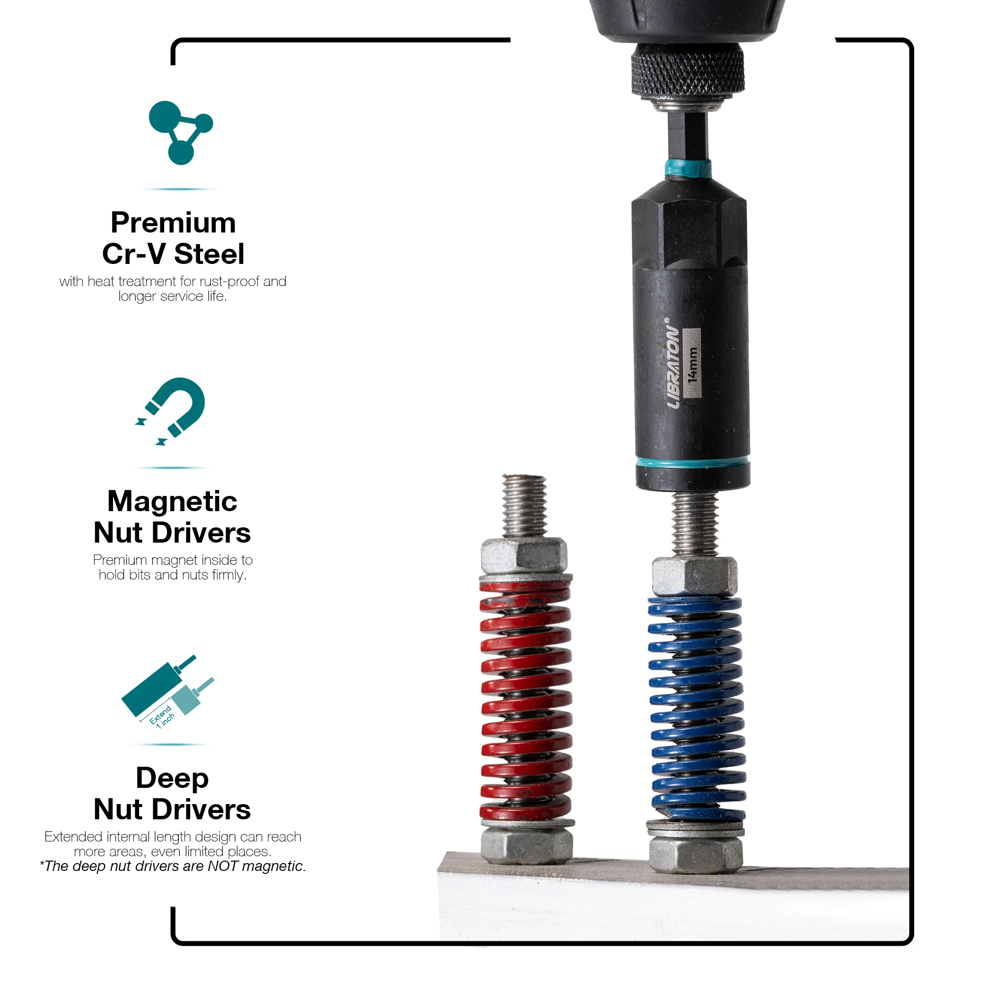 18PC Magnetic Nut Driver Set 1/4" Hex Shank Bit For Impact Drill Metric