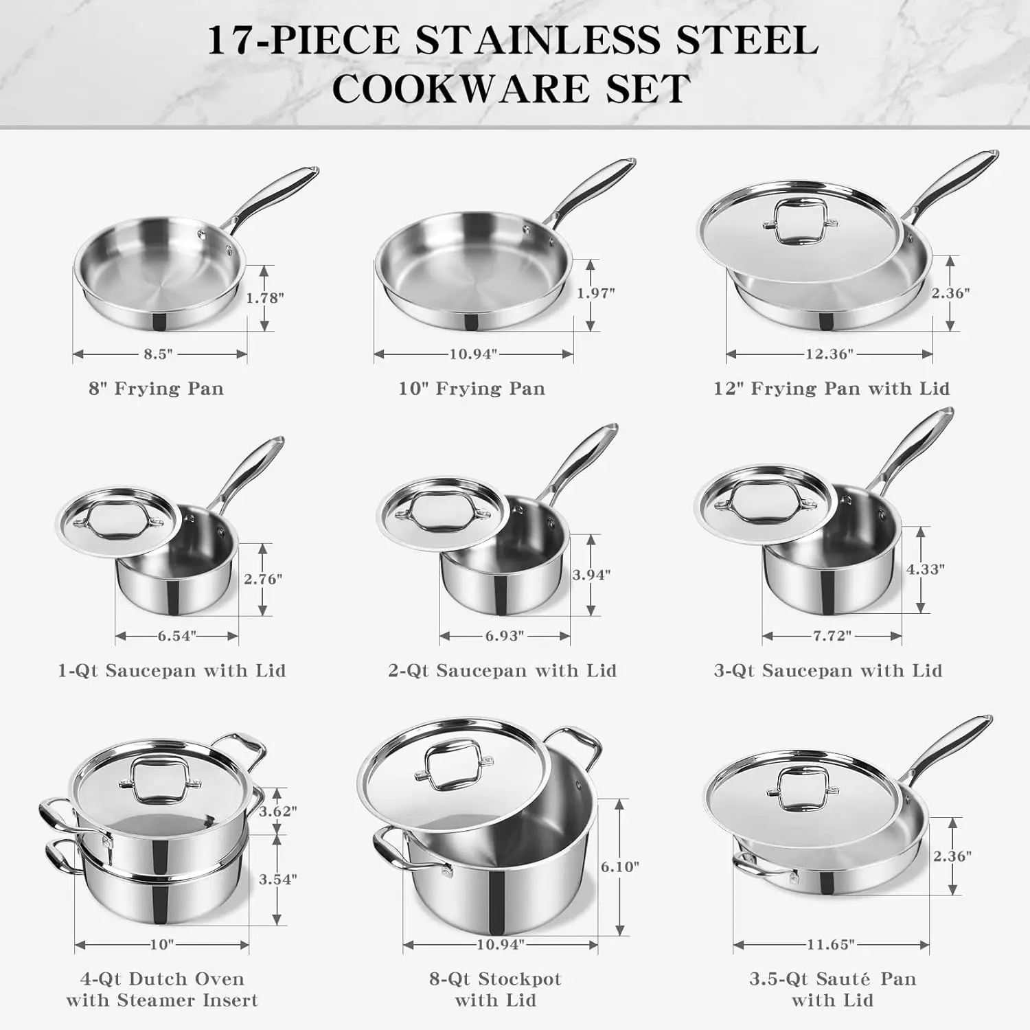17 Pc Stainless Steel Cookware Set 3