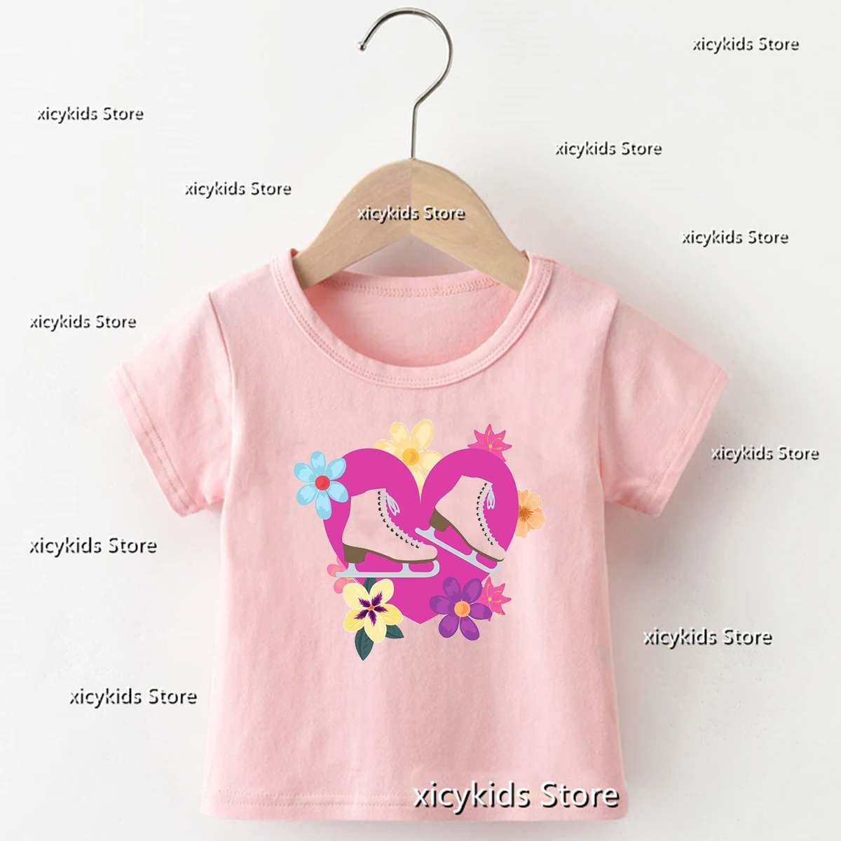 Skating Girls Print Tshirt Girls Funny Kids Tshirt Fashion Harajuku Kawaii Girl Abbigliamento Sports Tshirt Summer Baby Maniche Corte