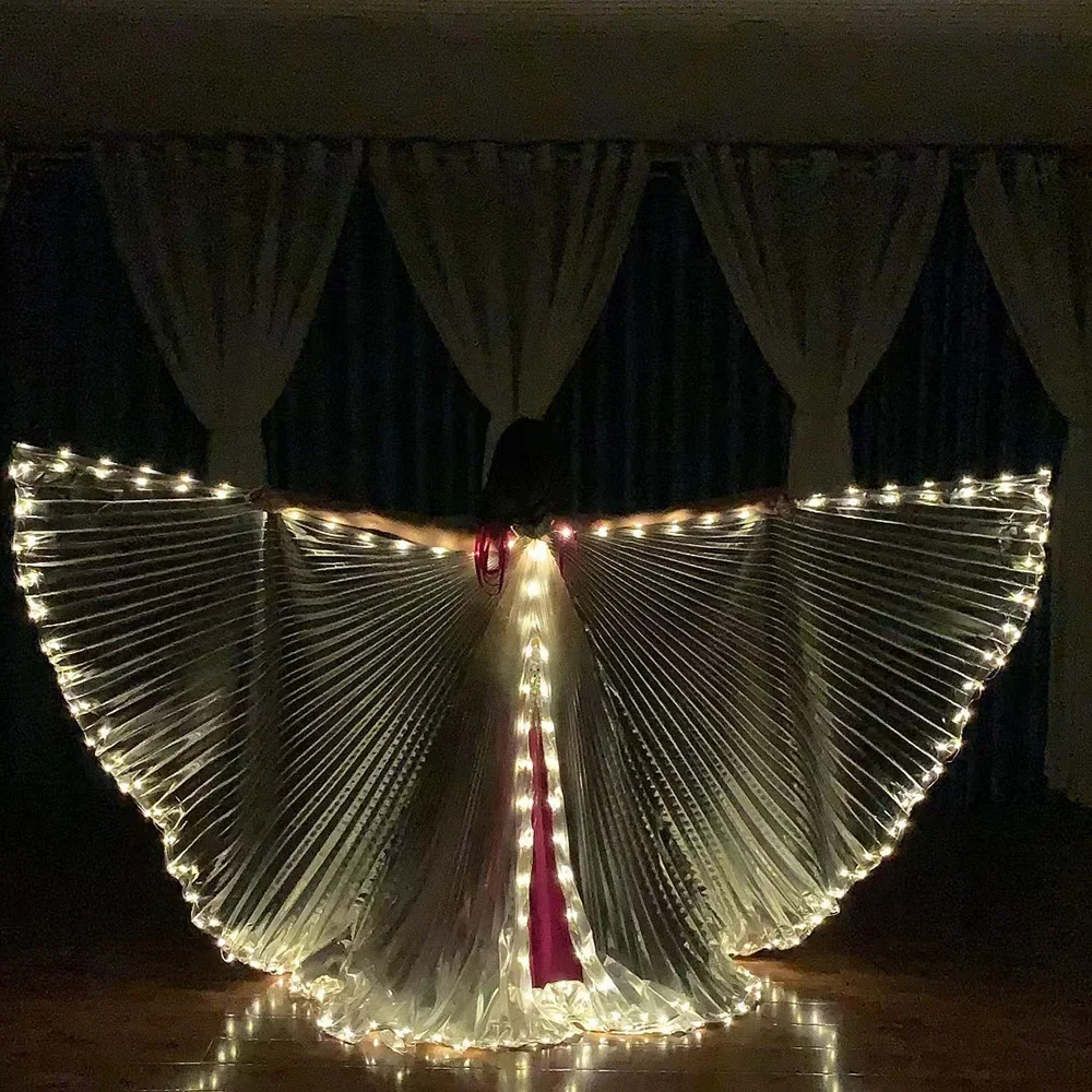 

New Style Led Luminous Belly wings show props fluorescent dance Yellow Light wings adult belly dance costume