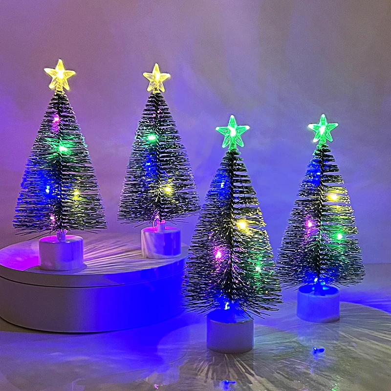 3/1pcs Luminous Christmas Tree Mini Desktop Ornaments Xmas Home Decoration New Year Christmas Party Gifts Supplies Random Color