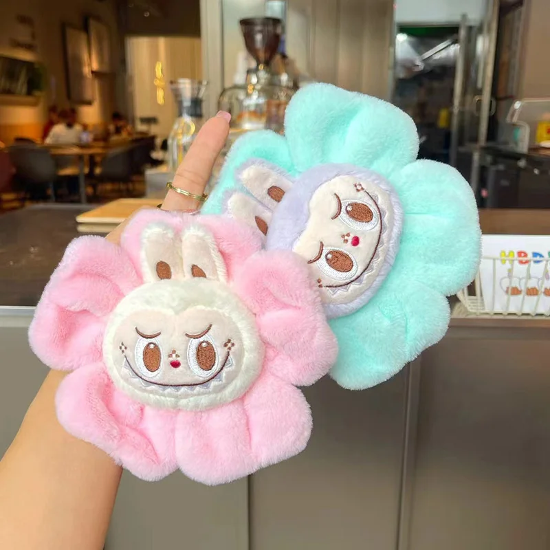 Kawaii Labubu Sun Flower Plush Toy Pendant Labubu Cute Cartoon Soft Filled Doll Keychains Bag Accessoriescar Key Ring Gift 2