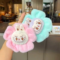 Kawaii Labubu Sun Flower Plush Toy Pendant Labubu Cute Cartoon Soft Filled Doll Keychains Bag Accessoriescar Key Ring Gift 2