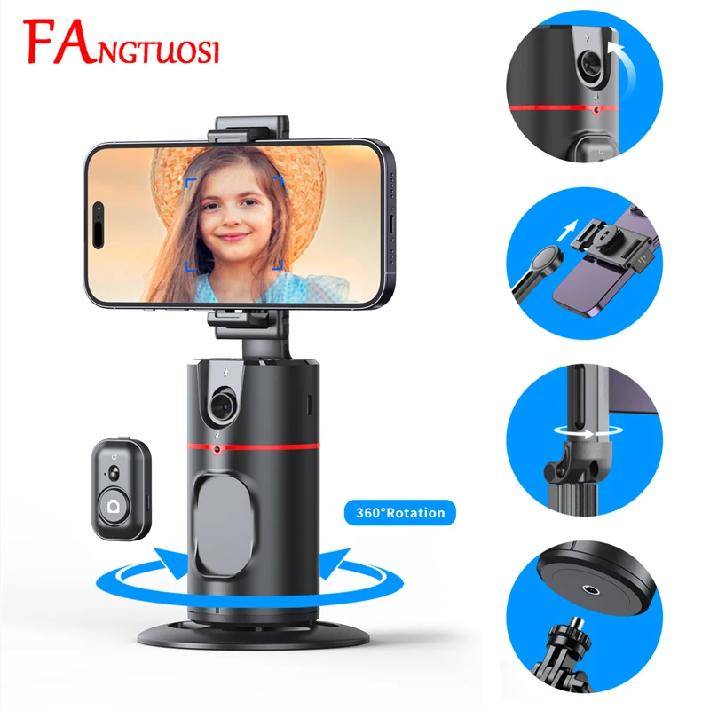 

FANGTUOSI 2023 New 360 Rotation Gimbal Stabilizer Selfie Stick Monopod Desktop tracking gimbal PTZ For Tiktok Smartphone live