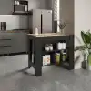 Cortes Kitchen Island 2-Tier Shelf 40" Width and large Work Top Black - Light Pine 1