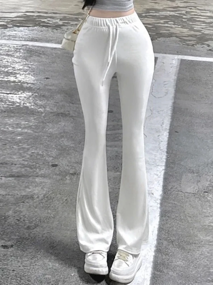 East Gate 2024 Summer Thin High Waist Flared Casual Pants Lengthening Legs Spor Chic Women's Long Trousers Korean Sle