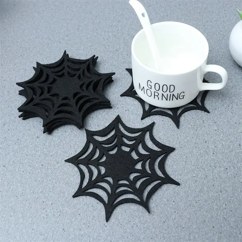 6pcs Coasters Spider Web Decorative Halloween Themed Decorarion Supplies Doilies Placemats for Store Home | Дом и сад