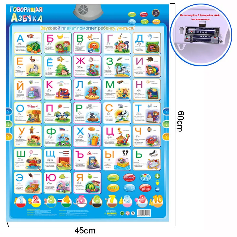 Russian  Alphabet Poster,Electronic Interactive Alphabet Wall Chart,Talking ABC  Best Educational Toy for Toddler Preschool Gift 6