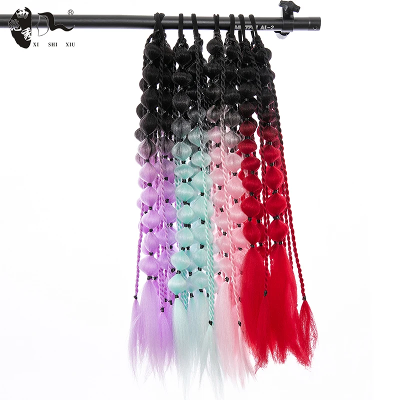 Long Colorful Synthetic Boxing Braid Wrap Around Chignon Tail With Rubber Band Hair Twist Braid Ponytail Extensions For Women fake hair extensions