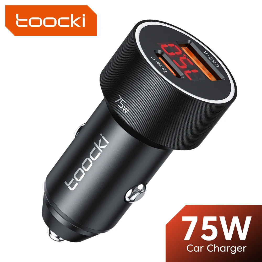 75W USB C Charger QC4.0 PD3.0 SCP 5A PD Fast Charging Type C Car Phone Charger For iPhone 14 13 Samsung Xiaomi Huawei phone charger