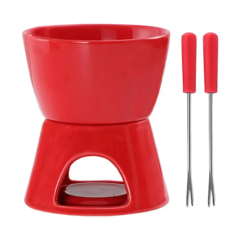 Melting Fondue Cup Ceramic Chocolate Warmer Cup Kit Large Capacity Melt Hot Pot For Picnics Parties Afternoon Teas Beaches