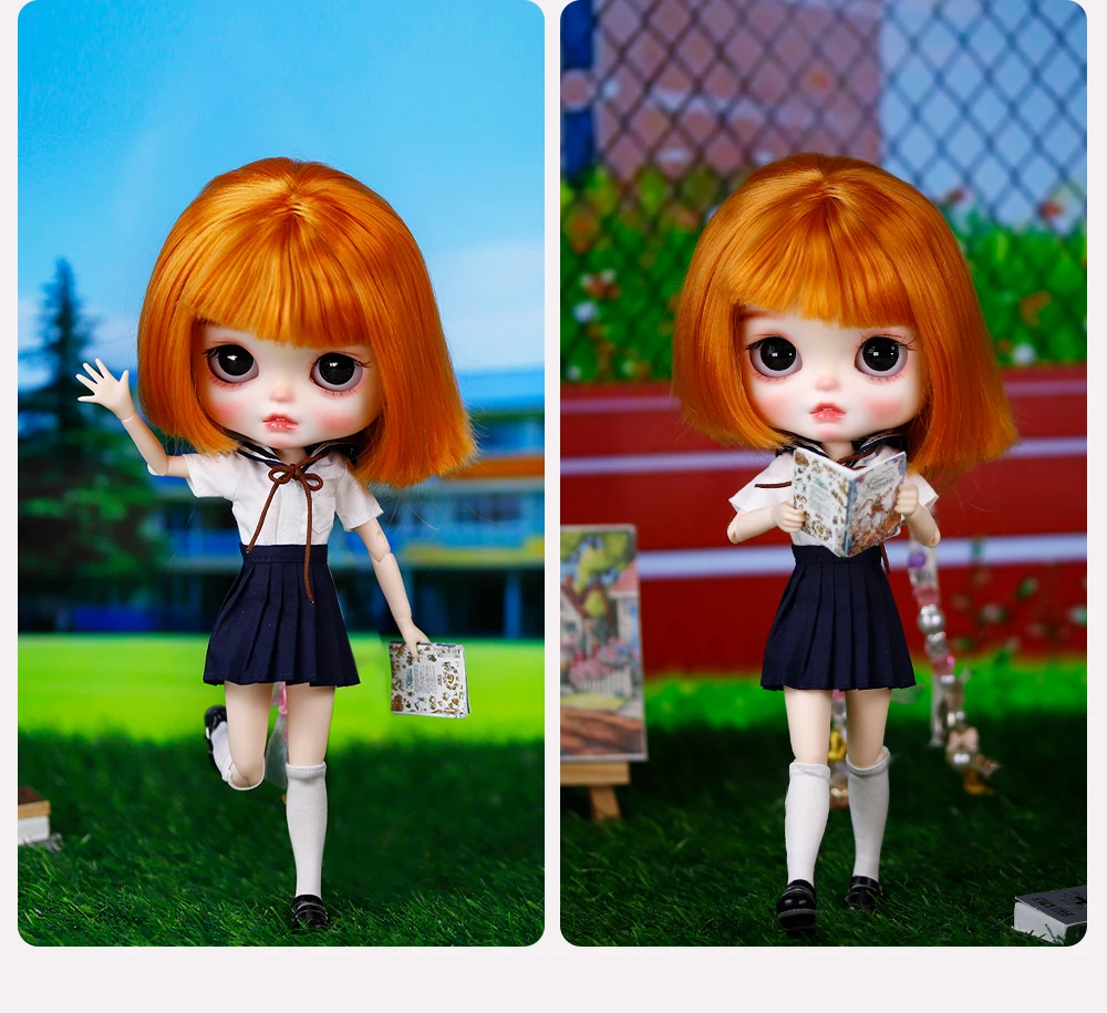 Quinn - Premium Custom Neo Blythe Doll with Ginger Hair, White Skin & Matte Smiling Face 8