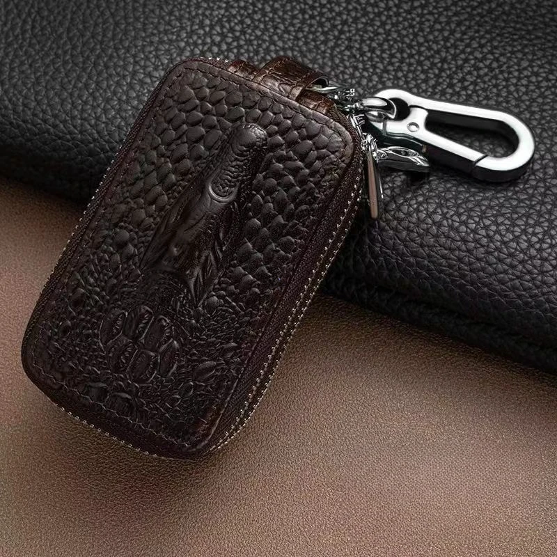 Premium Leather Key Holder and Organizer Pouch with Zipper Closure