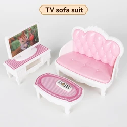 Woodland Animal Dollhouse Furniture Set - Miniature Bedroom, Kitchen, and Bathroom Accessories (TV sofa suit)